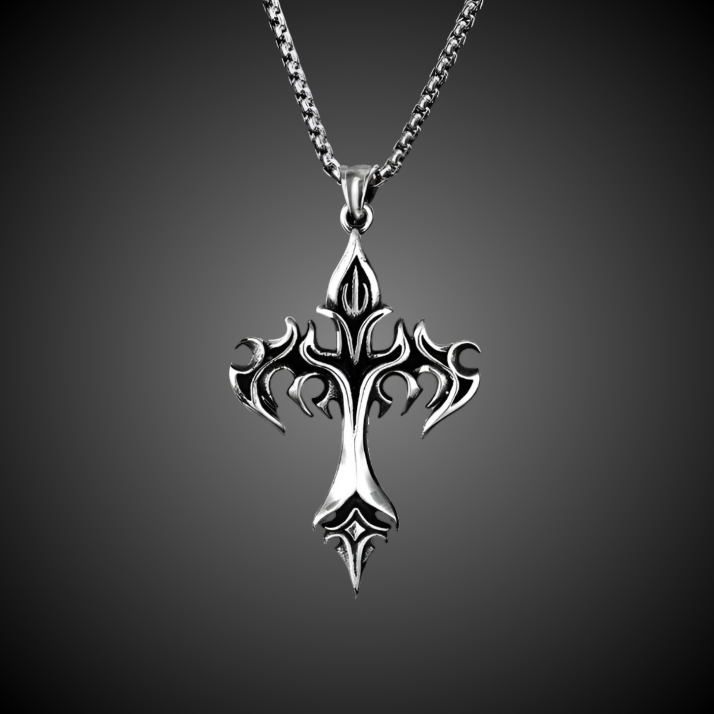 Retro Flame Cross Necklace