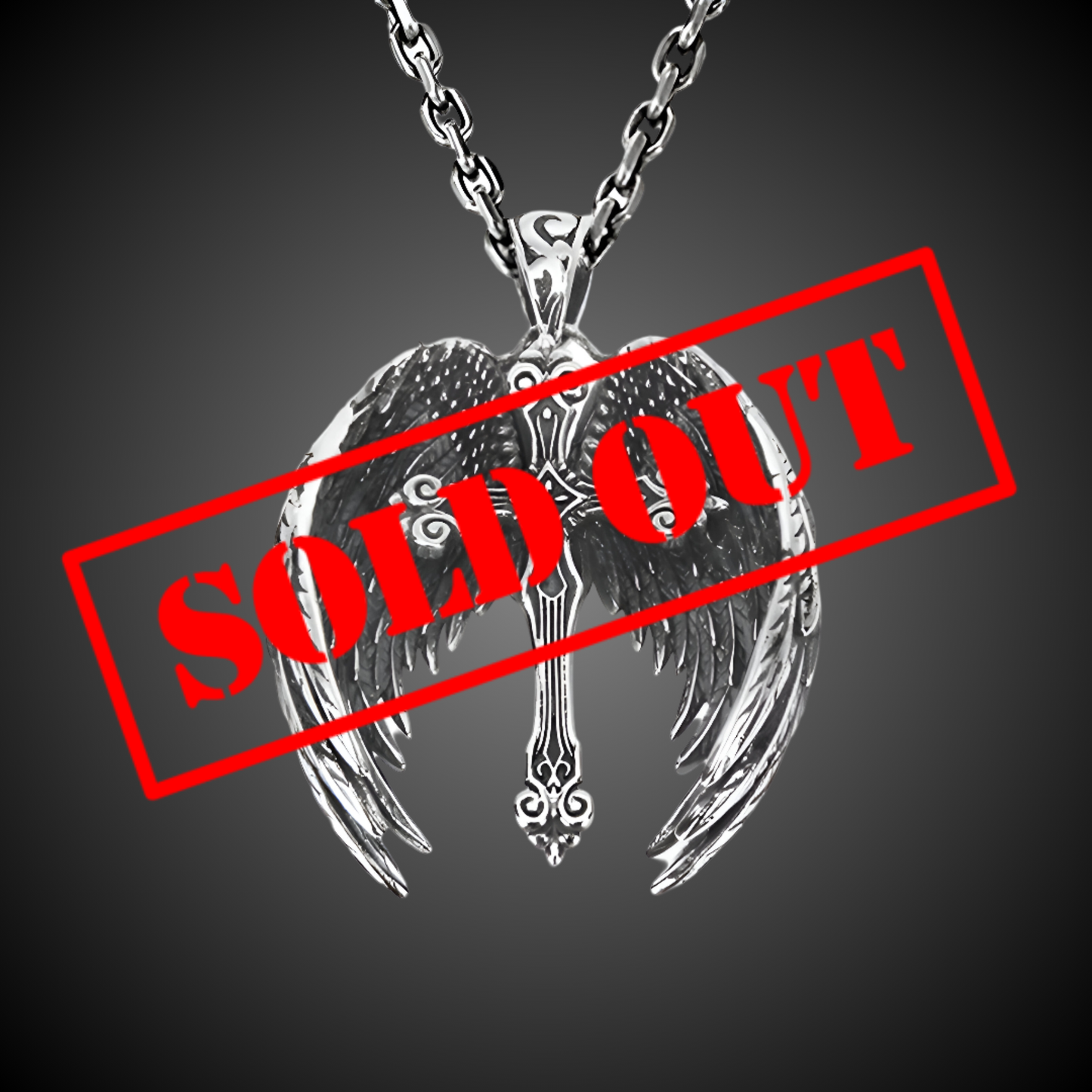 Vintage Silver Angel Wings Cross Necklace